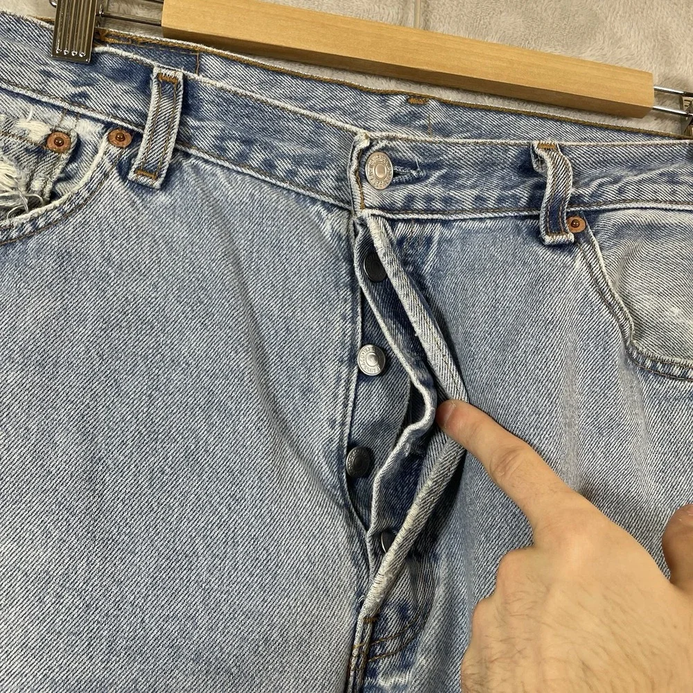Vtg Levis 501 Jeans Mens 36x32 (fit 34x30) Blue Denim USA Made 90s FLAW READ